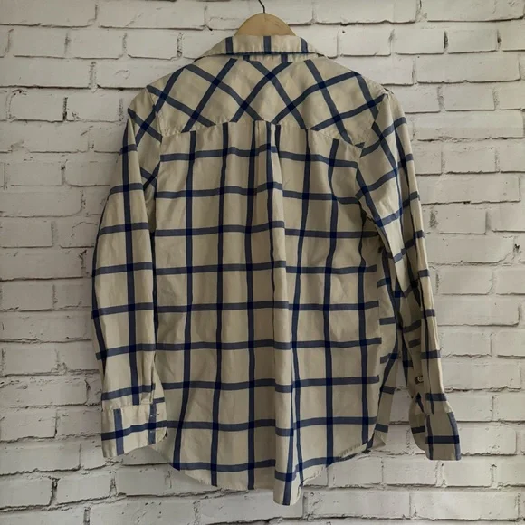 J. Crew Blue and White Plaid Button Down Shirt - Picture 2 of 5